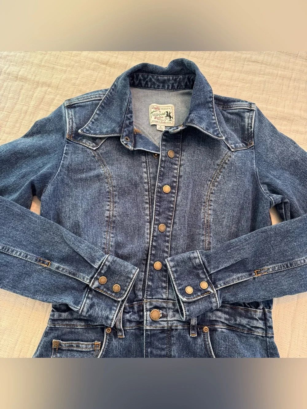 Tecovas Women's Long Sleeve Denim Midi Dress Size Small - Picture 13 of 13